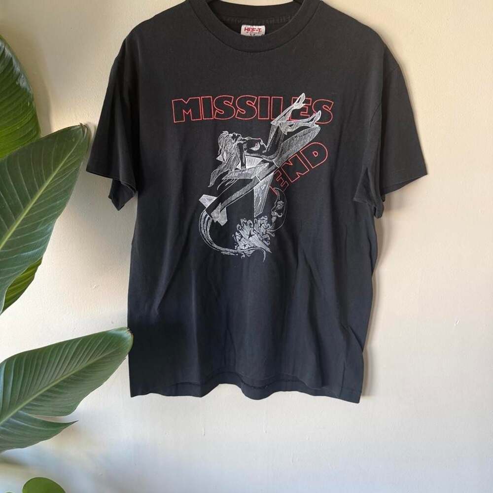 Vintage 90s Missiles End Graphic T-Shirt Large Made in USA
